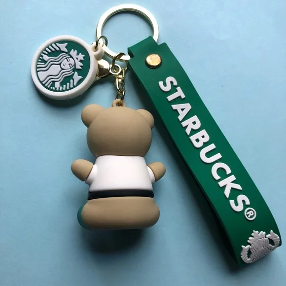 Starbucks Green and Tan Bear Keychain - Picture 2 of 3